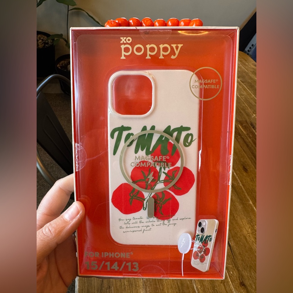 NEW XO Poppy RED TOMATO Phone Case For iPhone 15 14 13 Magsafe Compatible Design